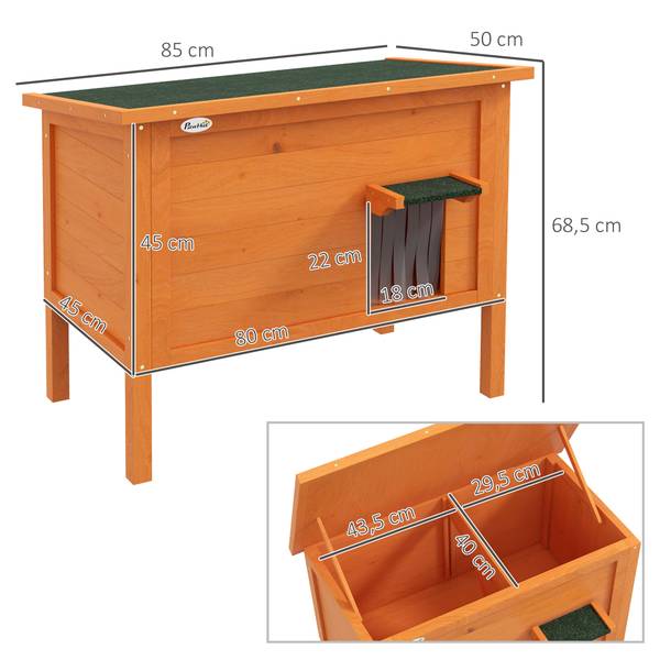 Katzenhaus CP65 Orange - Holzwerkstoff - 69 x 69 x 85 cm