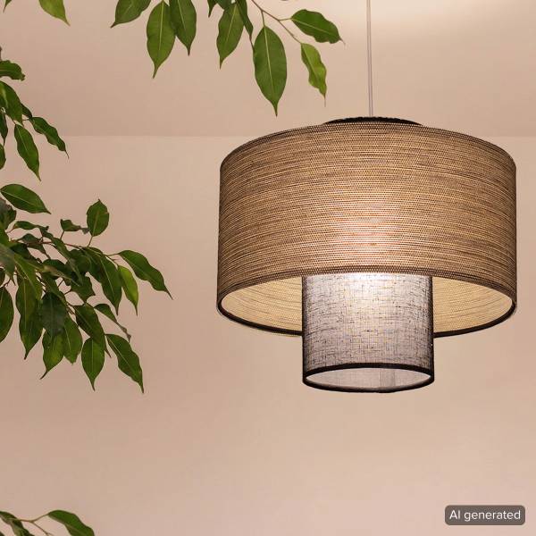 Hängeleuchte Twin Beige - Schwarz