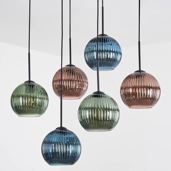 Pendelleuchte Cesaro Blau - Grün - Aluminium - Klarglas - 26 x 125 x 120 cm