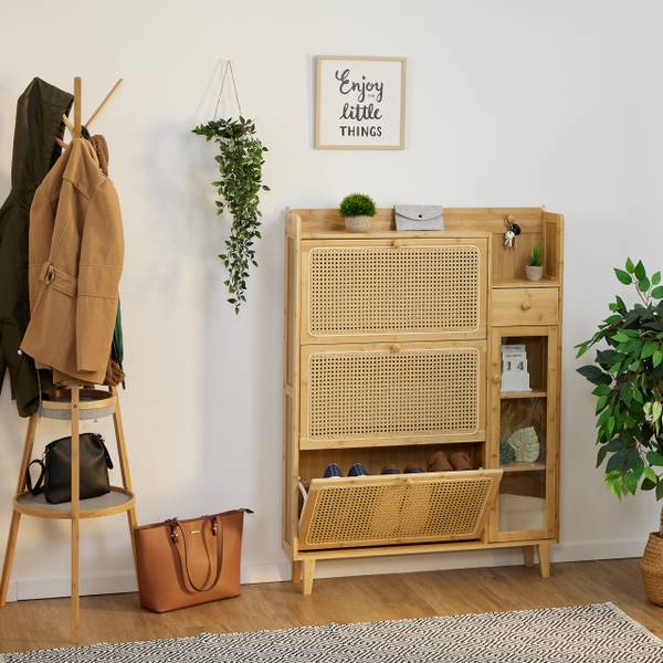 Schoenenkast Schoenkipkist Met 2 Houten Klehouten Spaanplaat, 60 X 24 X 835 Cm Eiken Look Lbc602h