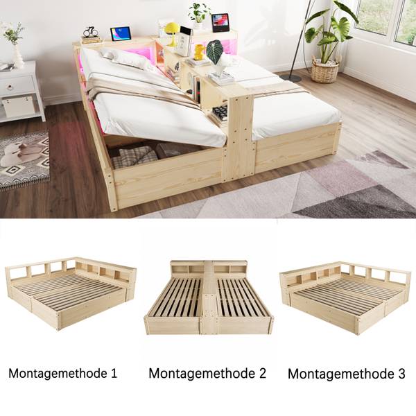 Kinderbett K-2049 Braun - Holzwerkstoff - 205 x 70 x 220 cm