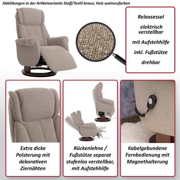 Relaxsessel + Aufstehhilfe N58 Grau - Textil - 80 x 118 x 85 cm