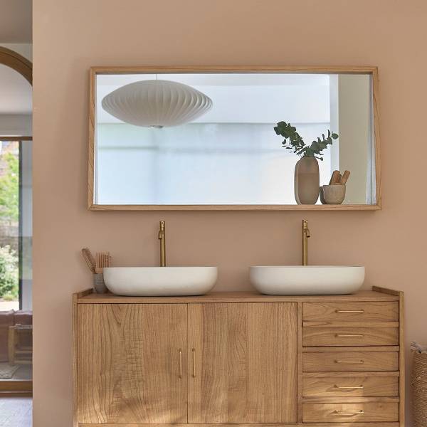 Spiegel FIFTIES Beige - Massivholz - 135 x 67 x 12 cm