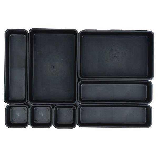 Schubladen Organizer 8er Set 568012 Schwarz - Kunststoff - 16 x 5 x 24 cm
