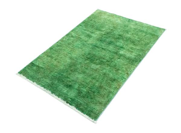 Handgeknüpft Kurzflorteppiche Grün - Wolle - 78 x 1 x 123 cm