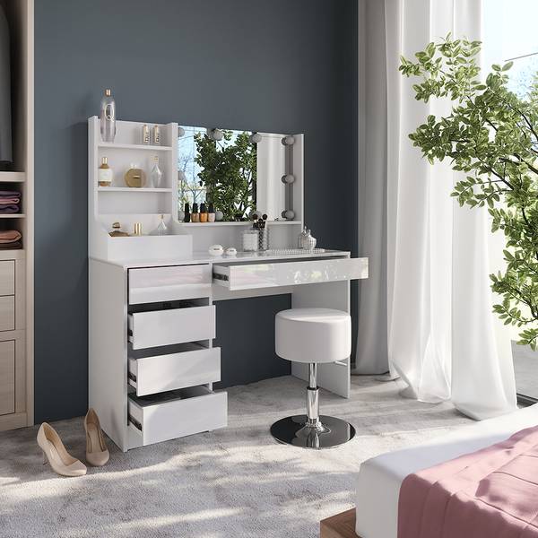 Coiffeuse Sherry 57607 Blanc - Bois manufacturé - 120 x 76 x 51 cm