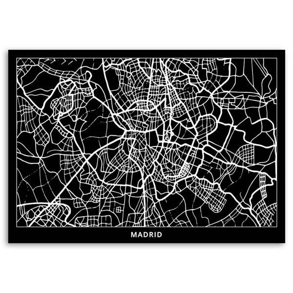 Tableau déco madrid plan de la ville 90 x 60 cm