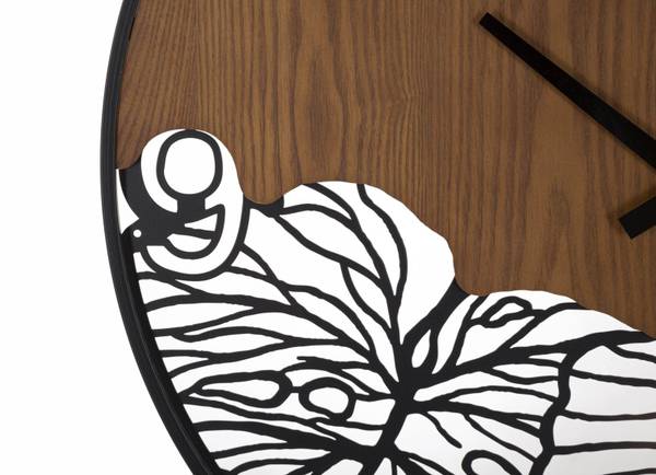Wanduhr Wood/Leaf Braun - Massivholz - 2 x 60 x 60 cm