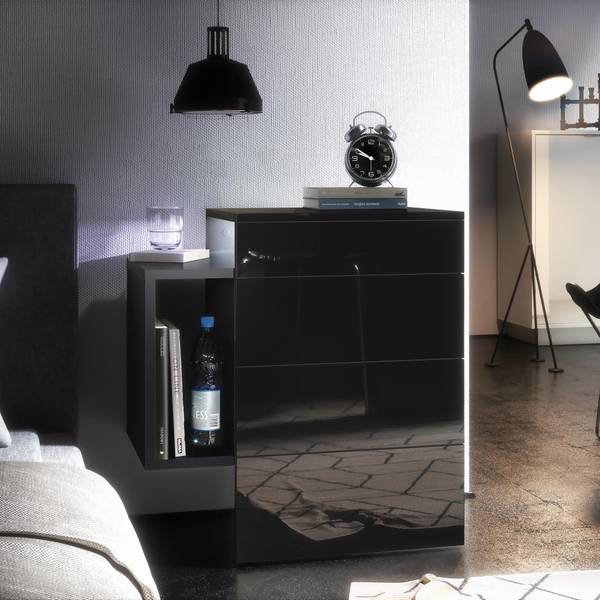Nachttisch Queens LED Spot Schwarz - Hochglanz Schwarz