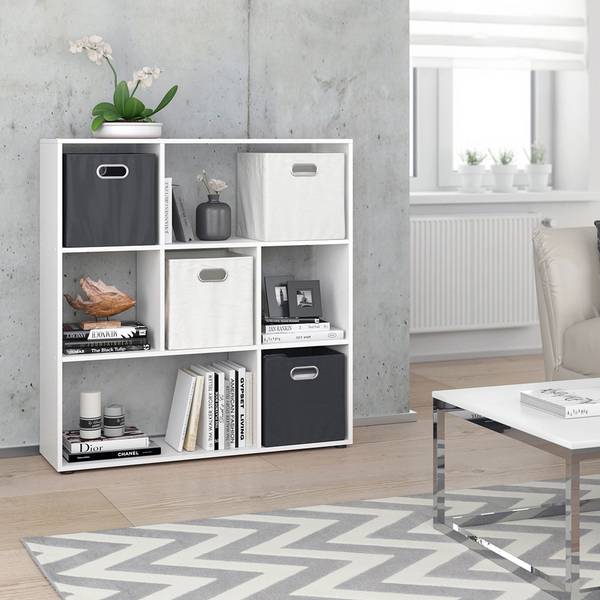 Vicco Meuble de rangement cube Blanc 104x108cm avec 4 boîtes pliantes opt.1 Vicco Meuble de rangement cube Blanc 104x108cm avec 4 boîtes pliantes opt.1