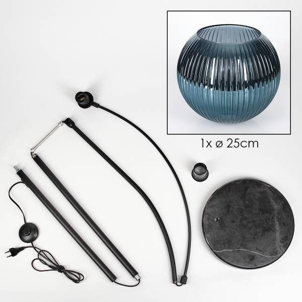 Stehlampe Cesaro Blau - Metall - Stein - 39 x 22 x 72 cm