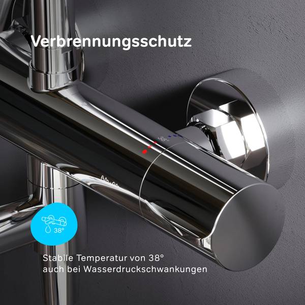 Duschsystem mit Thermostat Spike Silber - Messing - 29 x 146 x 59 cm