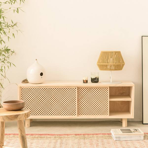 TV-Lowboard Pola mit 2 Tür Lackiert Braun - Kiefer - 120 x 45 x 35 cm