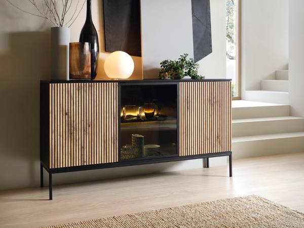 Kommode DEO Braun - Grau - Rauchglas - ABS - 154 x 83 x 39 cm