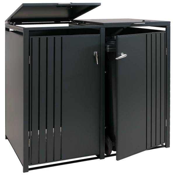 Cache-poubelle 2 places O67 Anthracite - Largeur : 132 cm