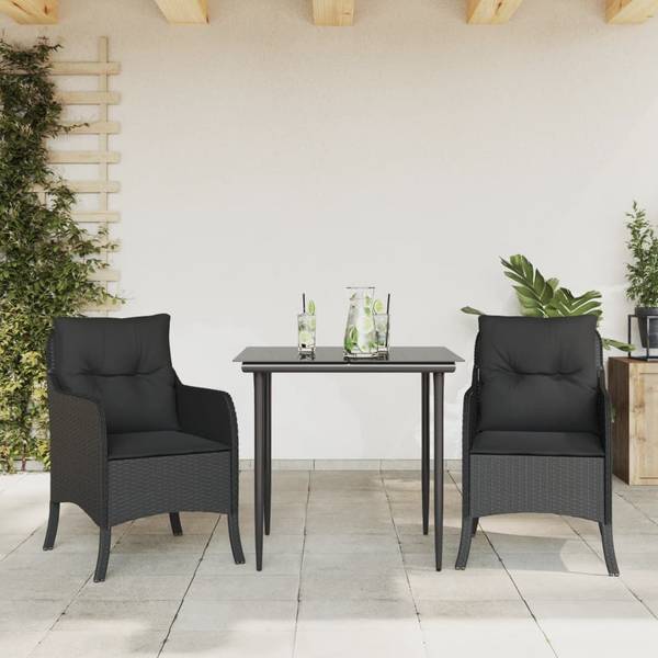 Garten-Essgruppe 3038883-1 (3-teilig) Schwarz - Stahl - 80 x 74 x 80 cm