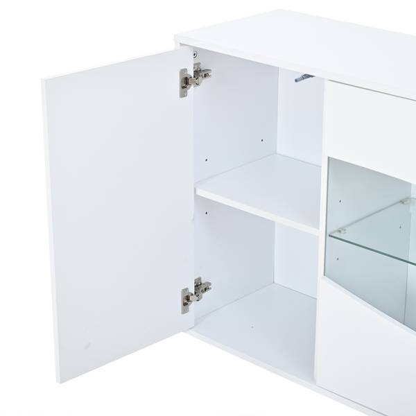 Sideboard Electra Ⅱ Weiß - Holzwerkstoff - Glas - 160 x 70 x 35 cm