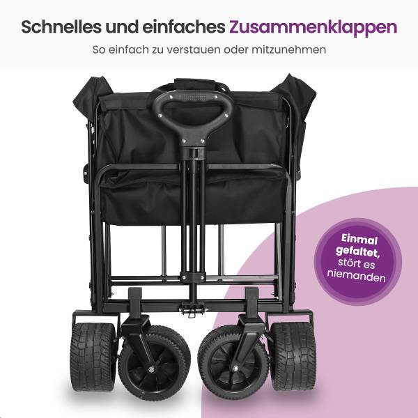 Bollerwagen Trail Schwarz - Metall - Textil - 44 x 57 x 97 cm