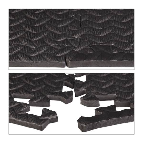 Schutzmatte Boden 8er Set Schwarz - Kunststoff - 60 x 1 x 60 cm