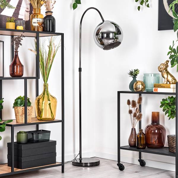 Stehlampe Cesaro Grau - Silber - Aluminium - Klarglas - 52 x 140 x 90 cm