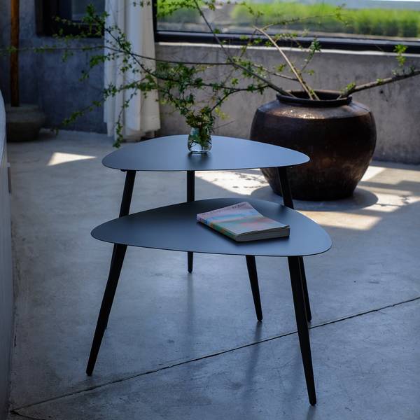 Couchtisch-Set Aymavilles 2-tlg. Grau - Stahl - 58 x 46 x 56 cm