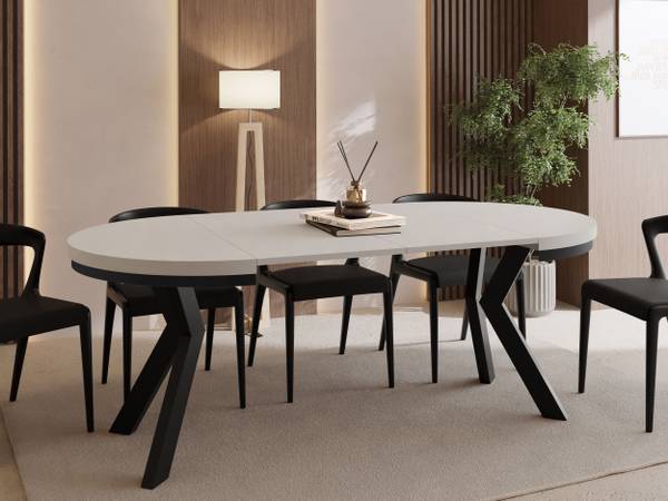 Ausziehbarer Esstisch Savio Neo Beige - 100 x 100 cm - Durchmesser: 100 cm