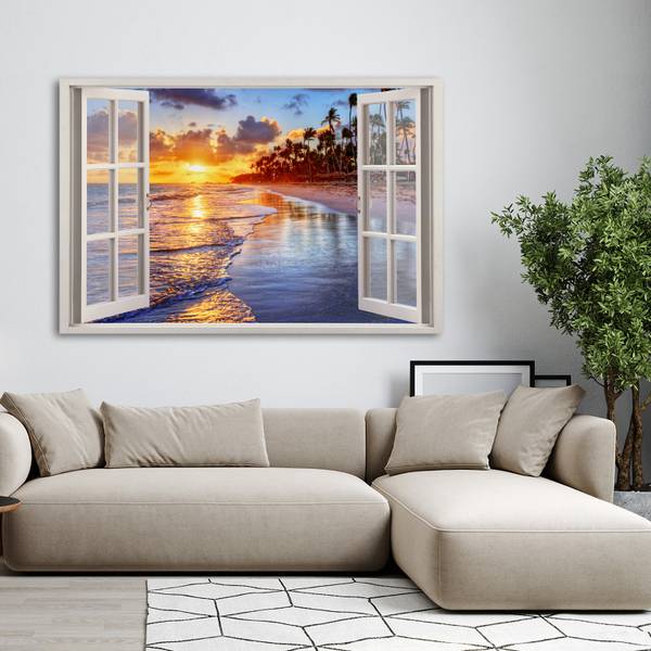 Wandbild blick aus dem fenster meer 90 x 60 cm