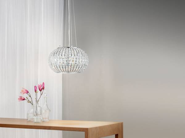 Pendelleuchte Glaw Silber - Kristallglas - 45 x 135 x 45 cm
