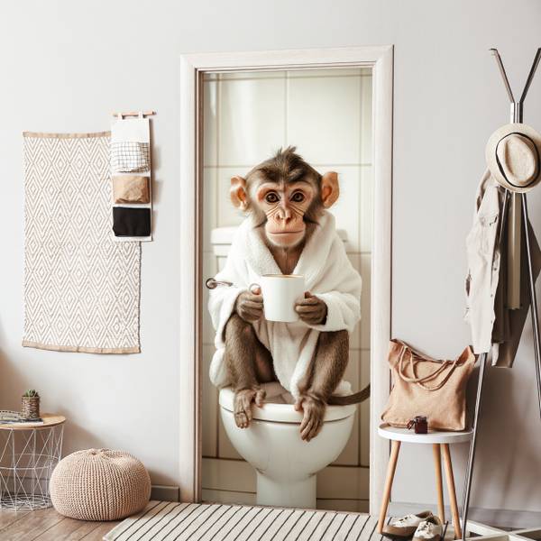 FOTOTAPETE TÜR Affe Badewanne 85 x 205 cm