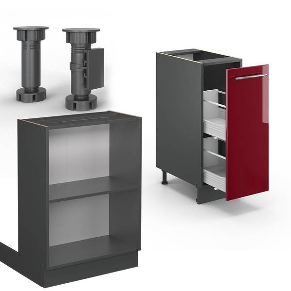 Îlot de cuisine Fame-Line 38713 Anthracite - Bordeaux brillant