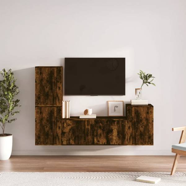 TV-Schrank 4er Set D431 Braun - Holz teilmassiv - 35 x 40 x 100 cm
