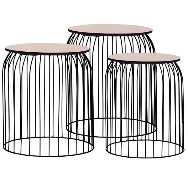 Couchtische M603579 (3er Set) Schwarz - Metall - 40 x 45 x 40 cm