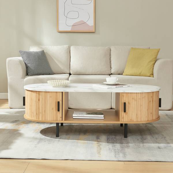 Couchtisch Tvedestrand Beige - Marmor Weiß Dekor