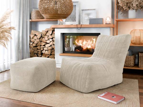 Sitzsack Rest Cord mit Sitzsack Easy Beige - Cord - 80 x 90 x 100 cm