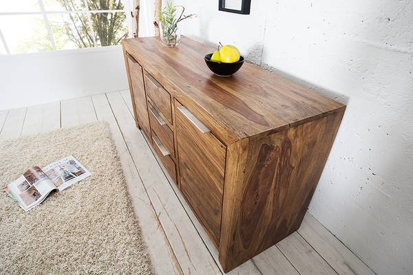 Sideboard PURE Braun - Sheesham - 135 x 70 x 43 cm