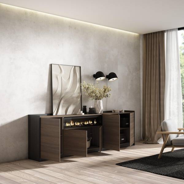 Buffet Sokkel XVI Noir - Marron - Mélamine - 260 x 80 x 37 cm