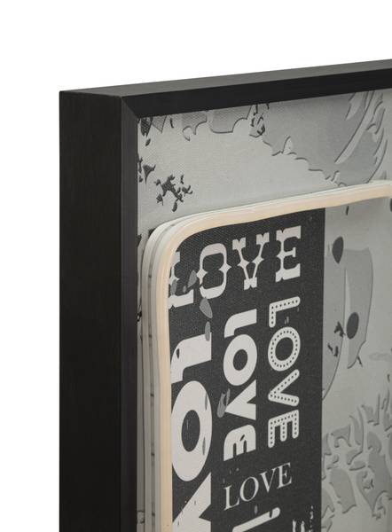 Canvas schilderij Love deels massief hout - 4 x 90 x 60 cm