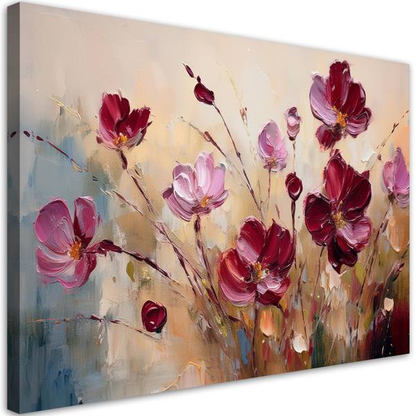 Wandbild gemalte mohnblumen 100 x 70 cm