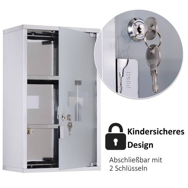 Medizinschrank 02-0329 Silber - Metall - 18 x 50 x 30 cm