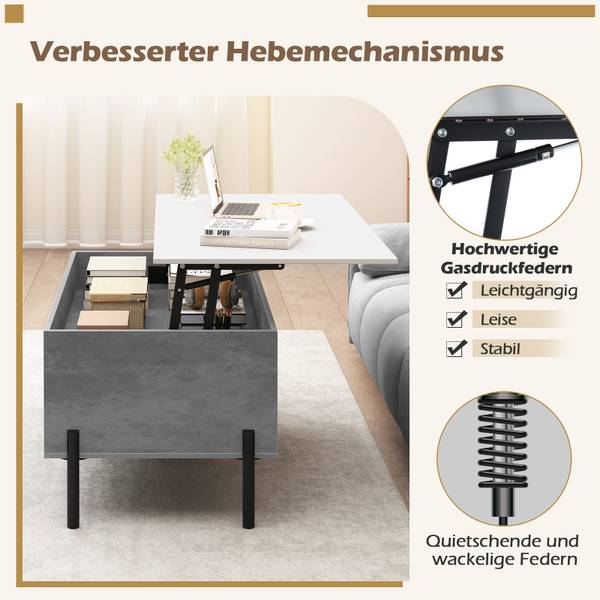 Couchtisch JV12068GR Grau - Holzwerkstoff - 100 x 45 x 50 cm