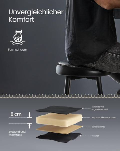 Barhocker 100357 (2er Set) Schwarz - Stahl - 59 x 52 x 18 cm