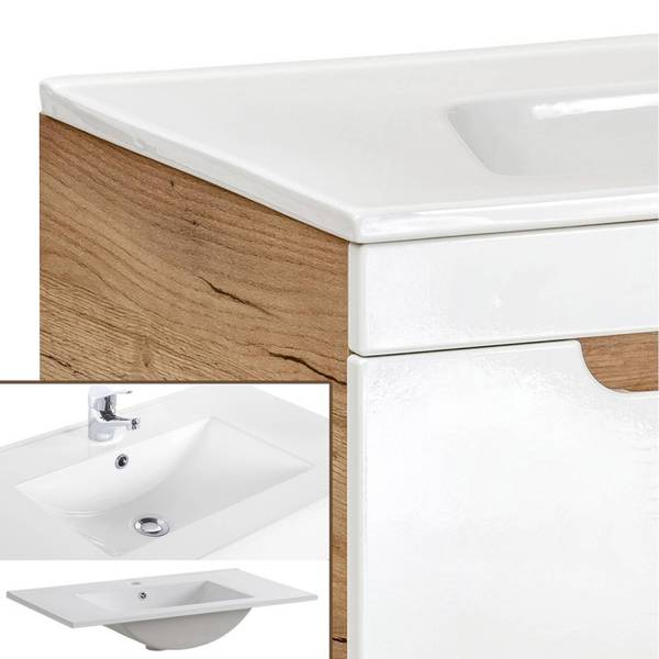 Badmöbel-Set LUTON-56-486 2er-Set Weiß - Holzwerkstoff - 81 x 200 x 46 cm