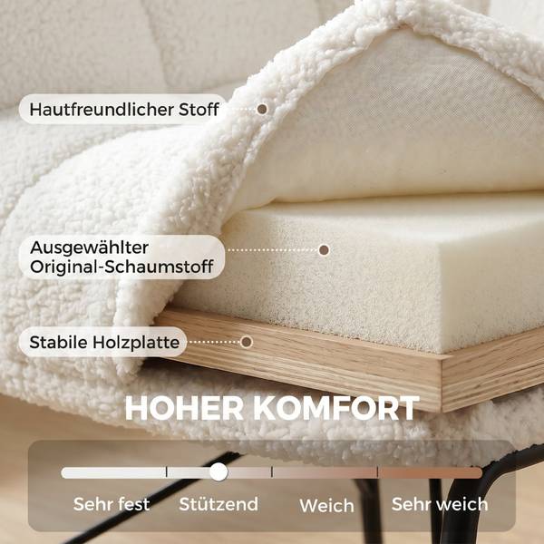 Relaxsessel 83B-764V00CW Weiß - Polyester - Teddystoff - 68 x 79 x 69 cm