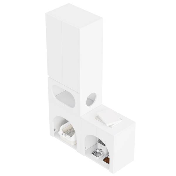 Dierenkast LucyZoo Ⅳ wit - plaatmateriaal op houtbasis - 45 x 195 x 140 cm