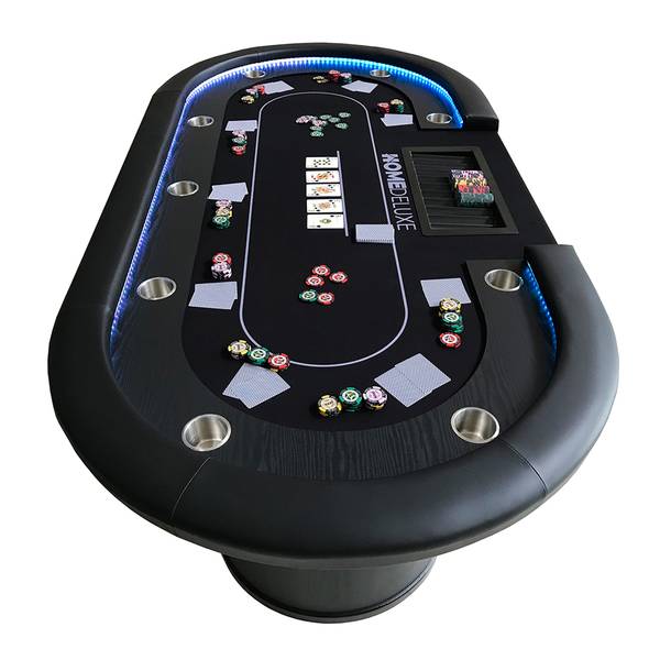 LED Pokertisch FULL HOUSE Schwarz - Holzwerkstoff - 106 x 78 x 215 cm