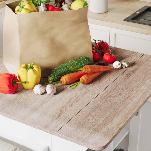 Kücheninsel ZCY70 Braun - Weiß - Holzwerkstoff - 80 x 90 x 80 cm