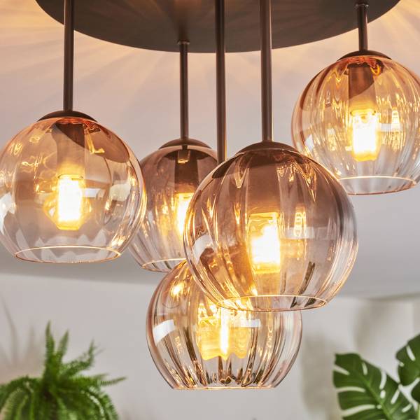 Deckenleuchte Cesaro Grau - Gelb - Metall - 39 x 22 x 40 cm