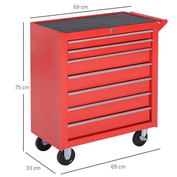 Werkstattwagen B20-056 Rot - Metall - 33 x 75 x 69 cm