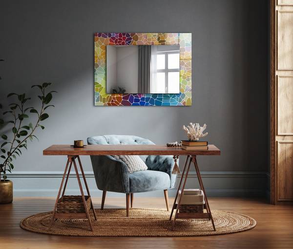 Wandspiegel Buntes abstraktes Mosaik Höhe: 80 cm