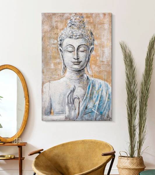 Canvas print Boeddha Licht B massief hout - 3 x 120 x 80 cm